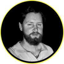 Max - Black and White Headshot with Yellow Outline